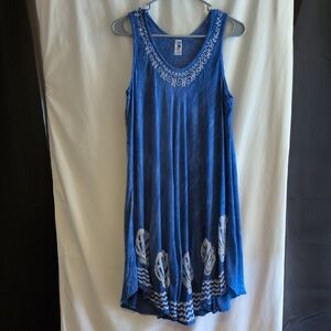 India Boutique Blue Dress with White Detailing